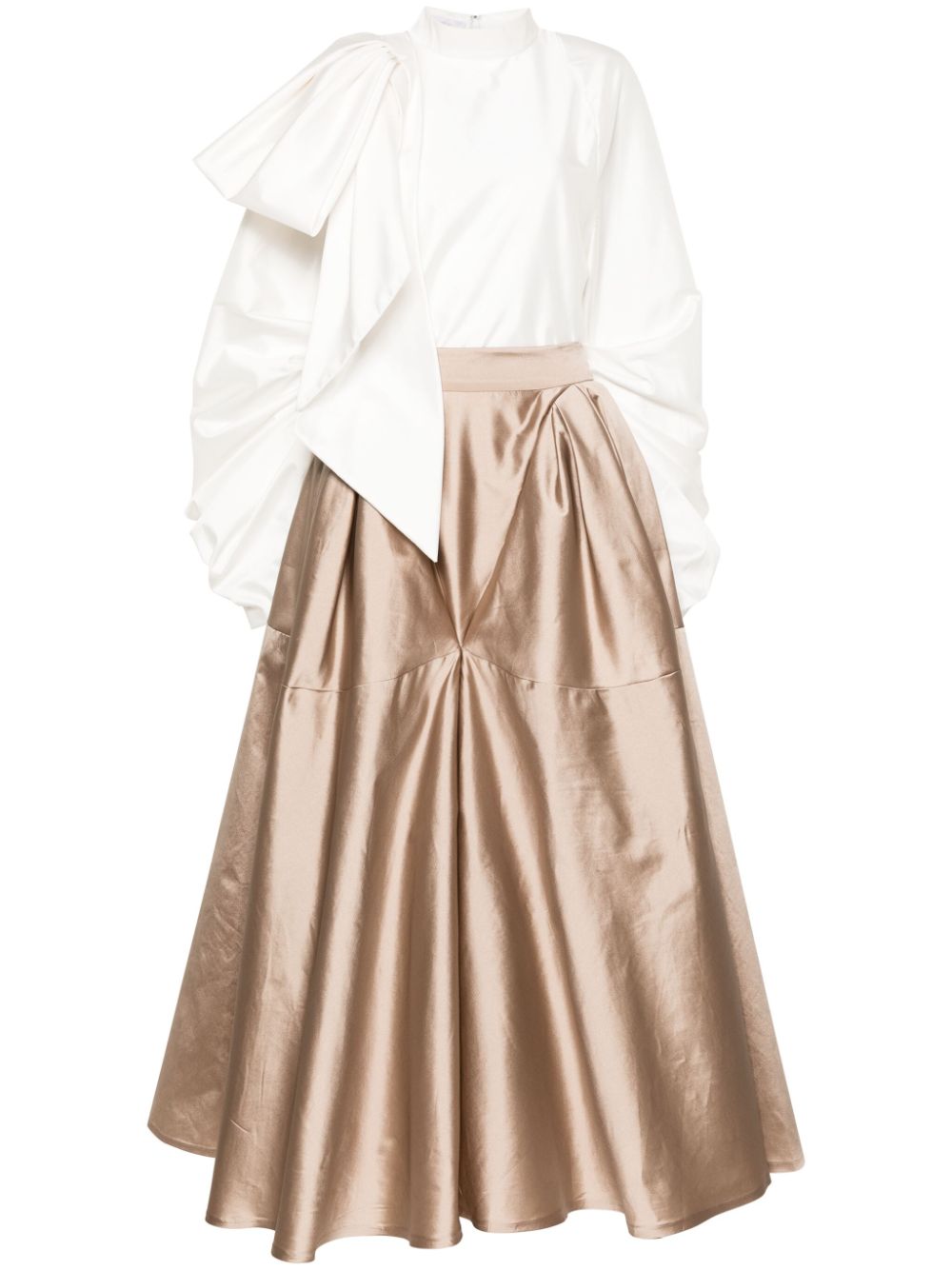 Satin flared skirt set - Brown