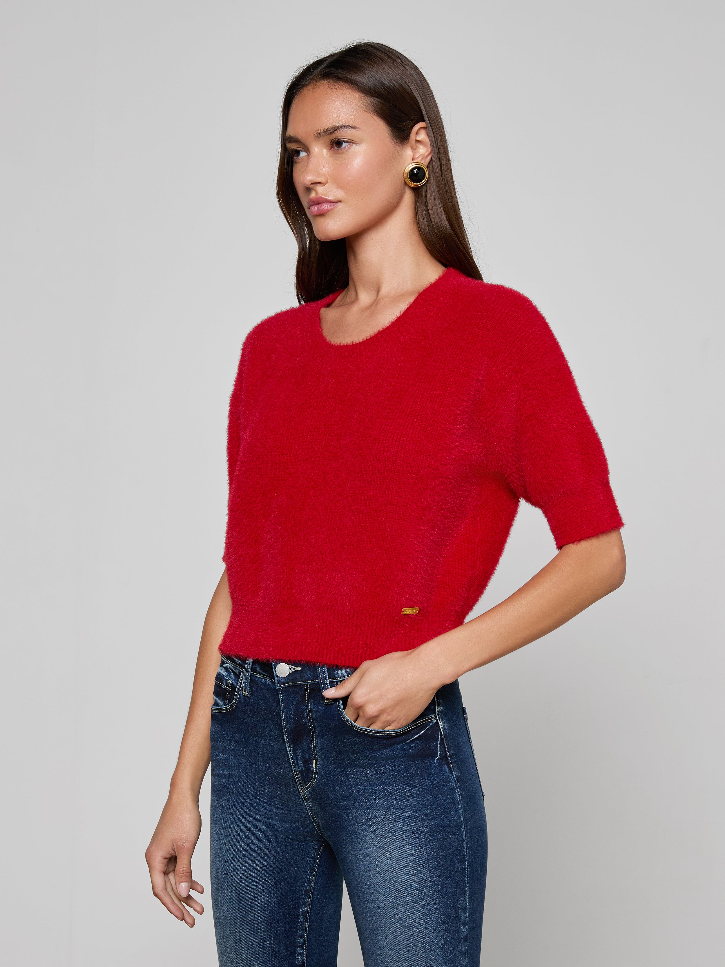 Guinevere Cropped Pullover In Chili Pepper
