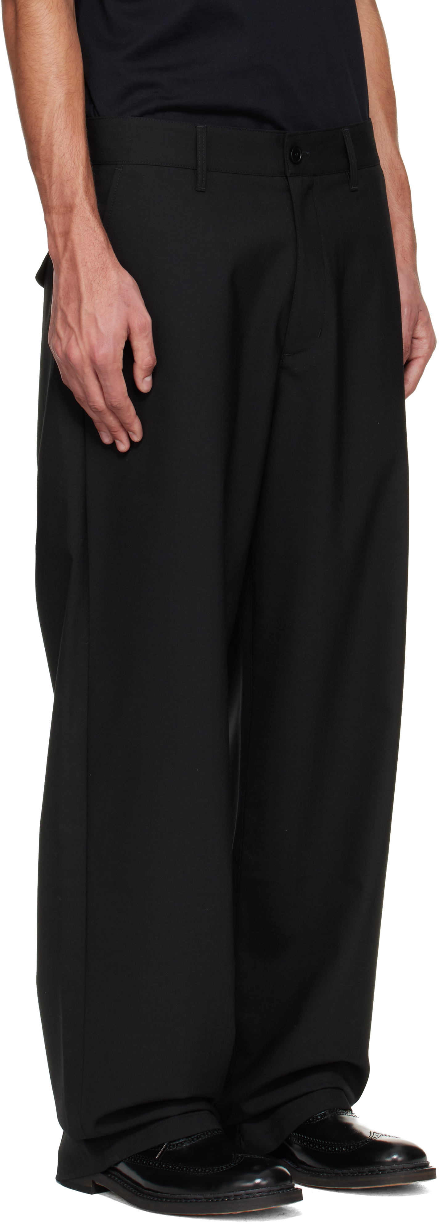 Black Wide-Leg Suit Trousers