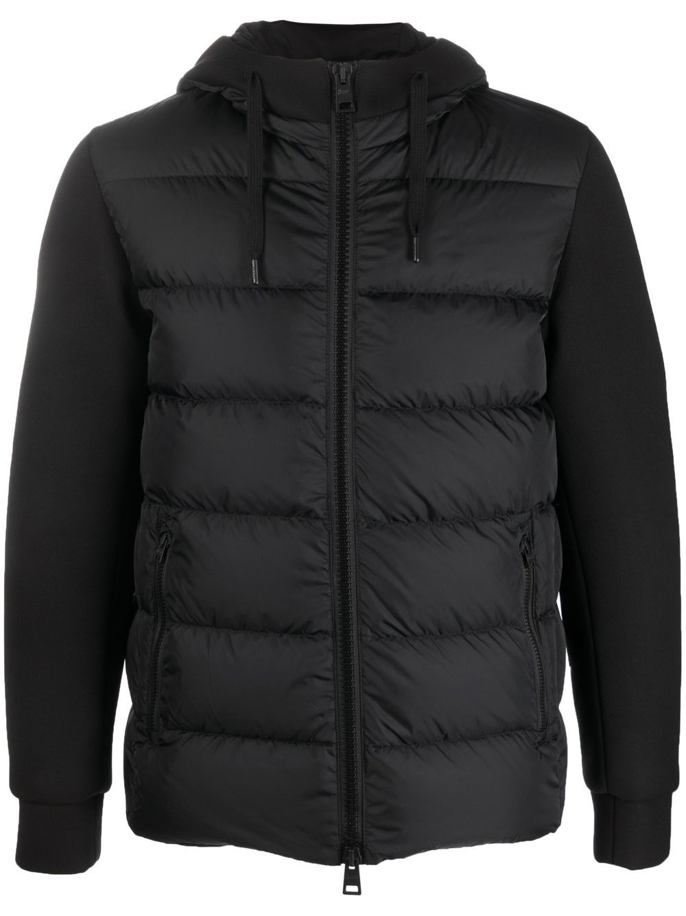 Hooded hybrid down-padded jacket - Black
