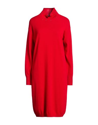 Woman Midi dress Red Size 14 Virgin Wool, Silk, Cashmere, Recycled brass