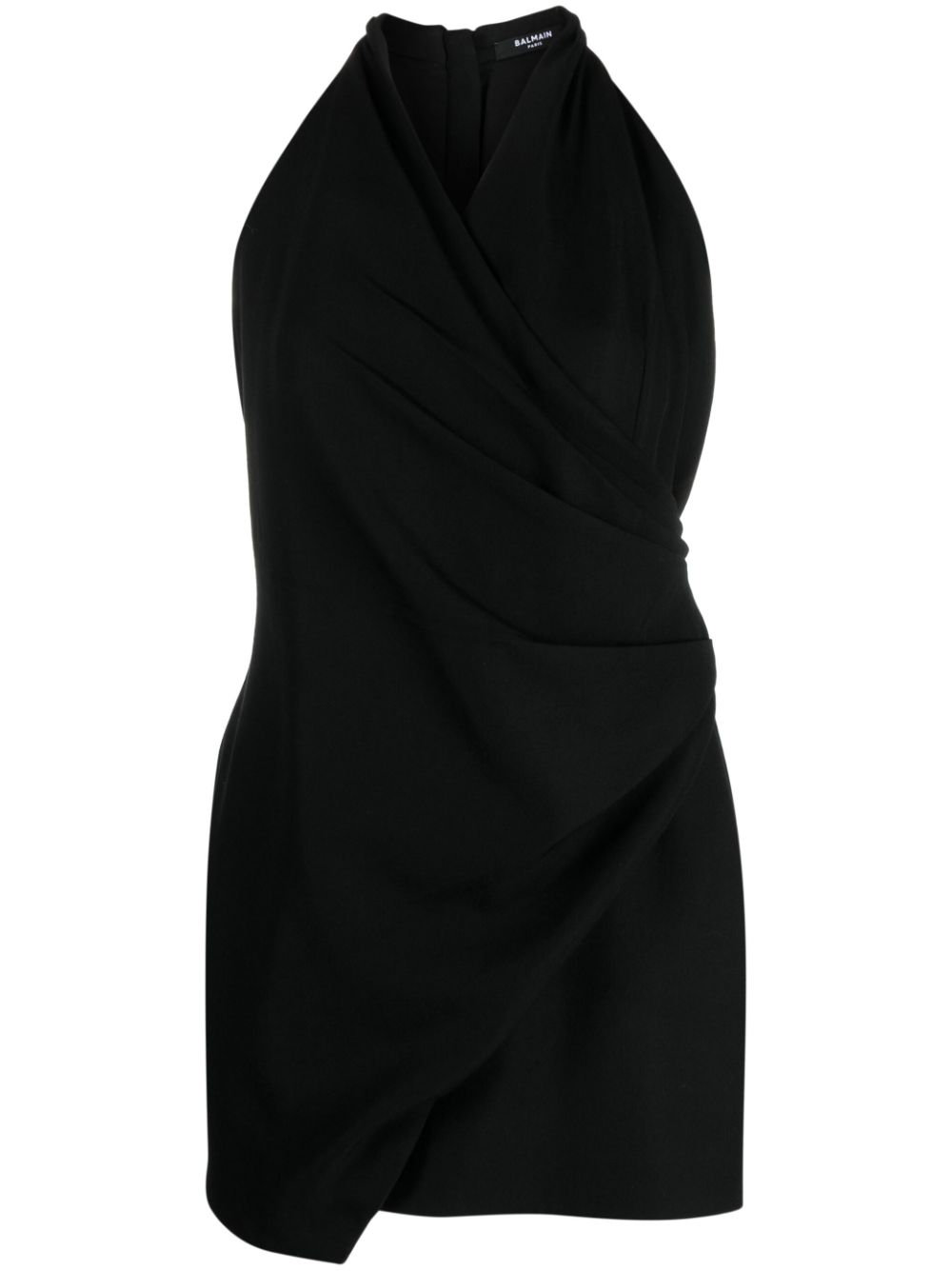 Halterneck draped mini dress - Black