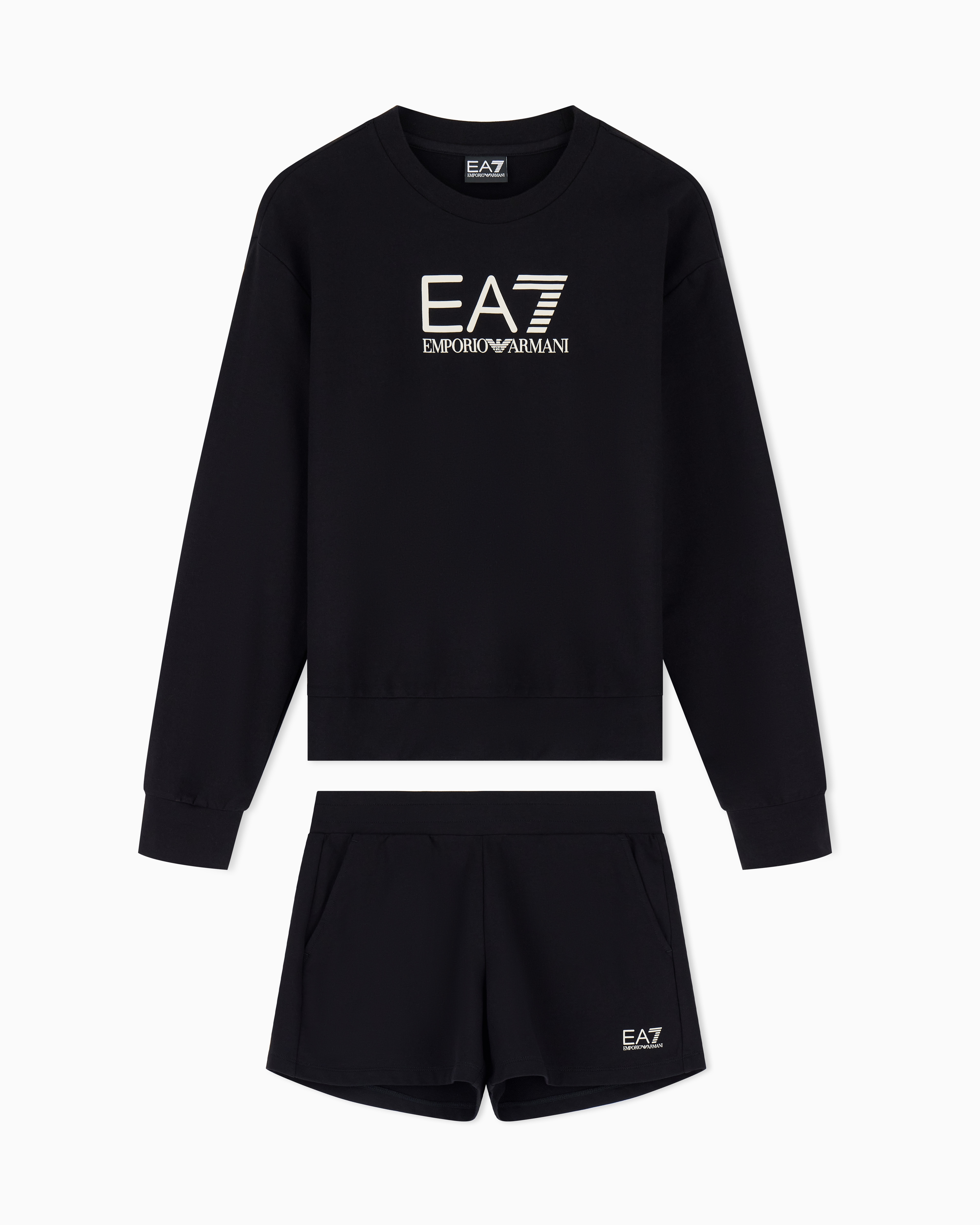 Stretch cotton-jersey T-shirt and shorts set