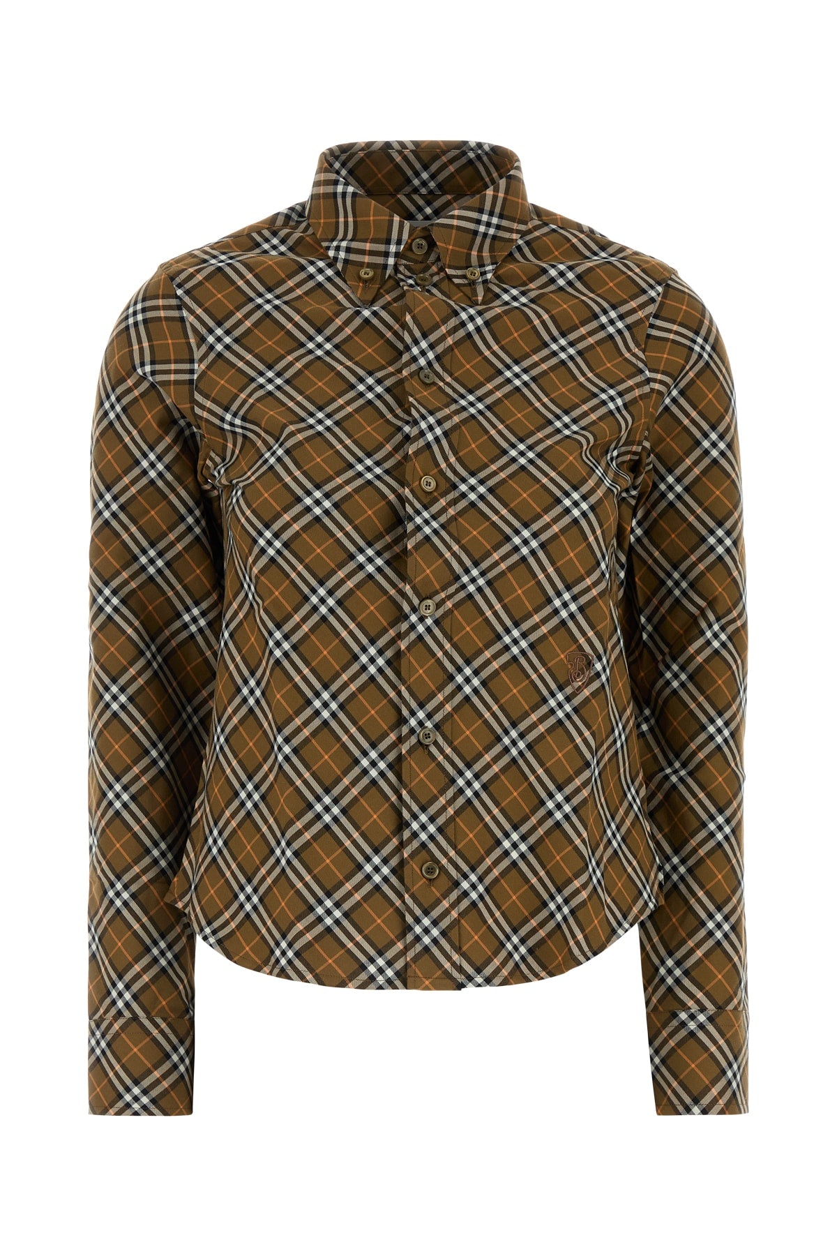Checked Cotton Shirt — Brown