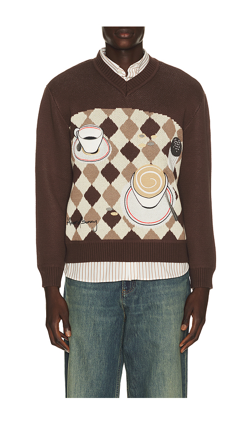 House of Sunny Daily Grind Knit Sweater in Brown. L. Also in M, S, XL/1X