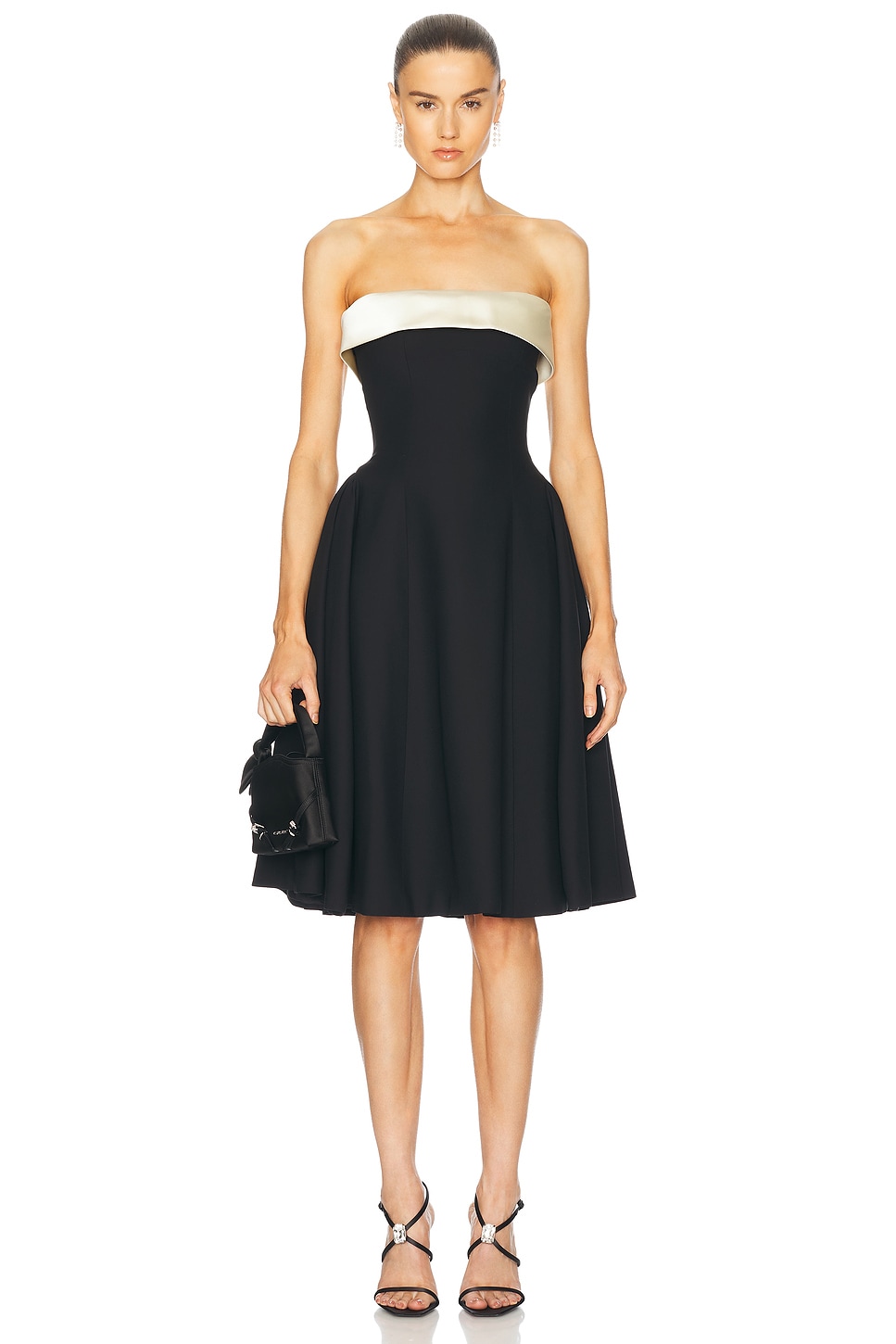 Mirror Palais Strapless Opera Lady Length Dress in Black & Pearl - Black.  S also in