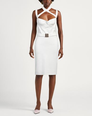 Woman Midi dress White Size 4 Viscose, Polyamide, Elastane