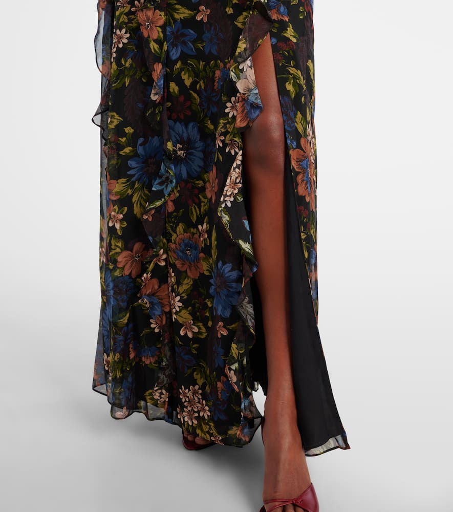 Madeline ruffled floral silk maxi dress