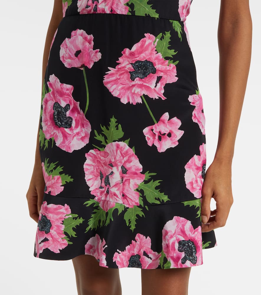 Iconic floral ruffled silk minidress