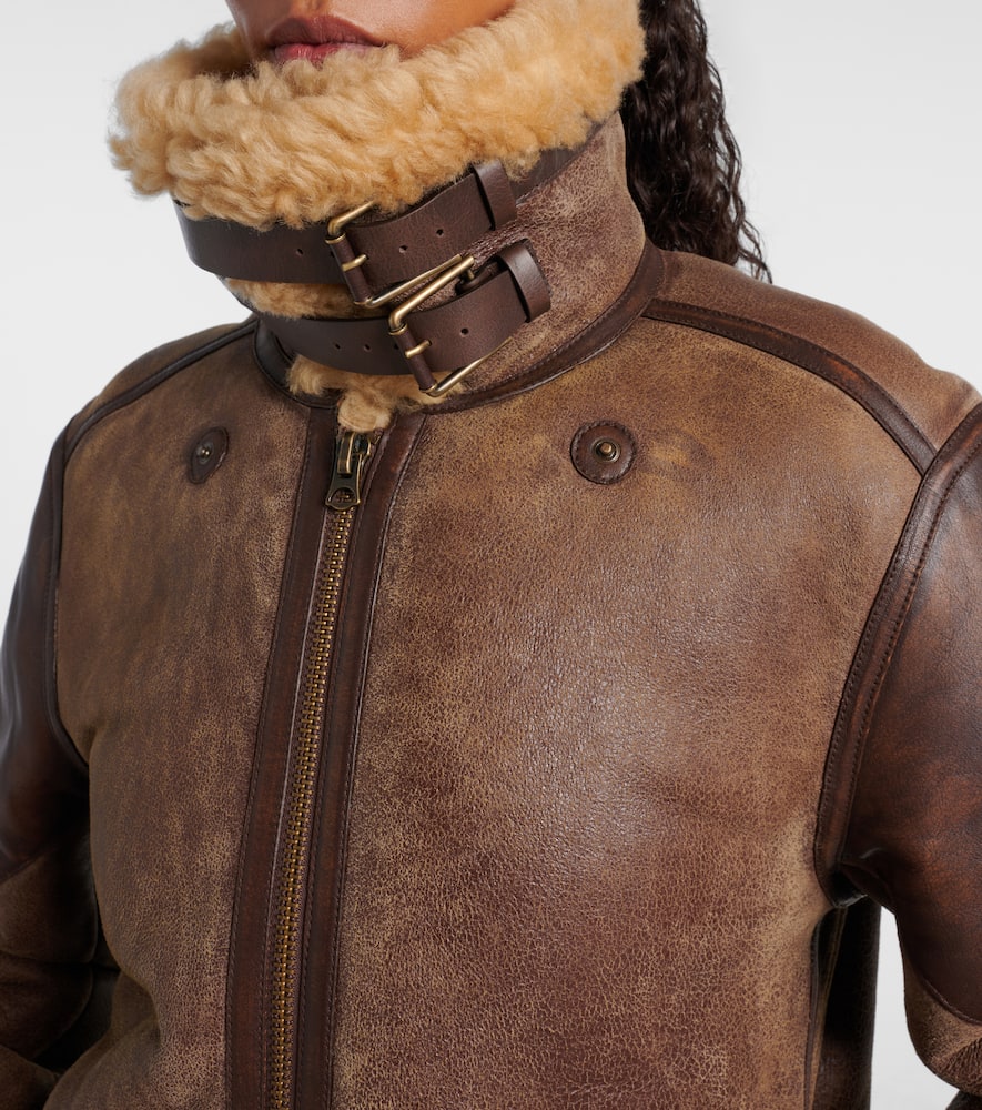 Shearling-trimmed leather jacket