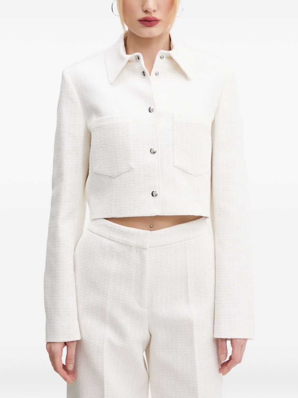 Tweed shirt jacket - White