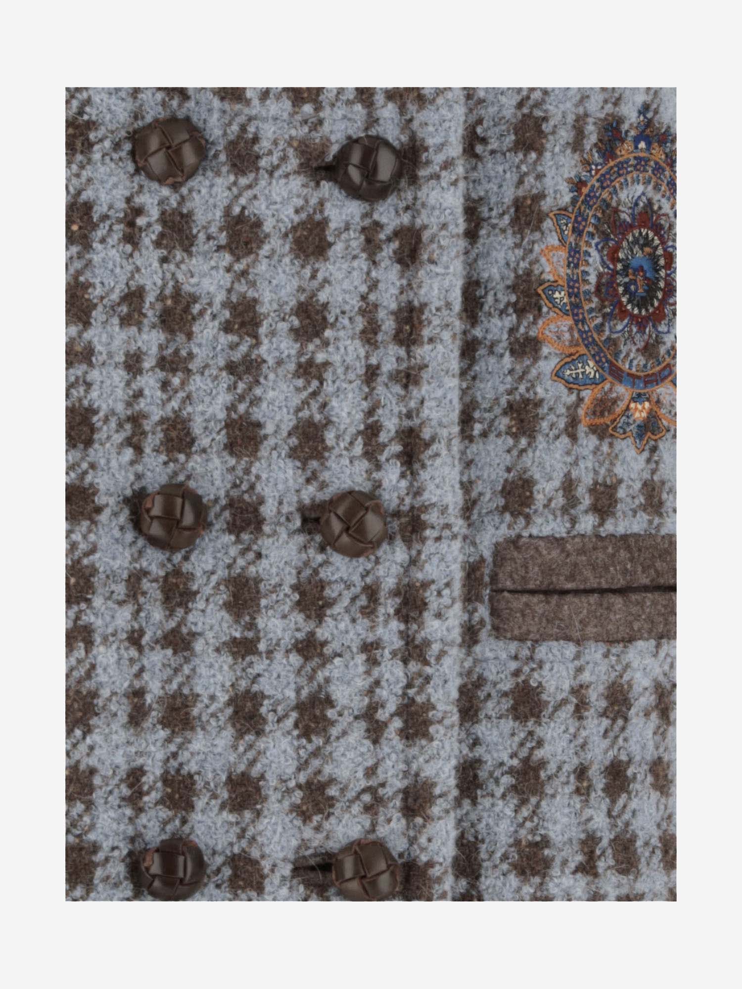 Houndstooth Over Vest With Embroidery