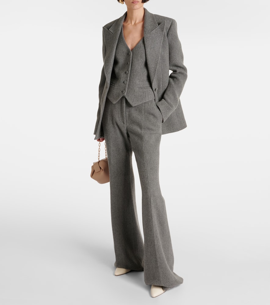 Rhein high-rise wool and cashmere flared pants