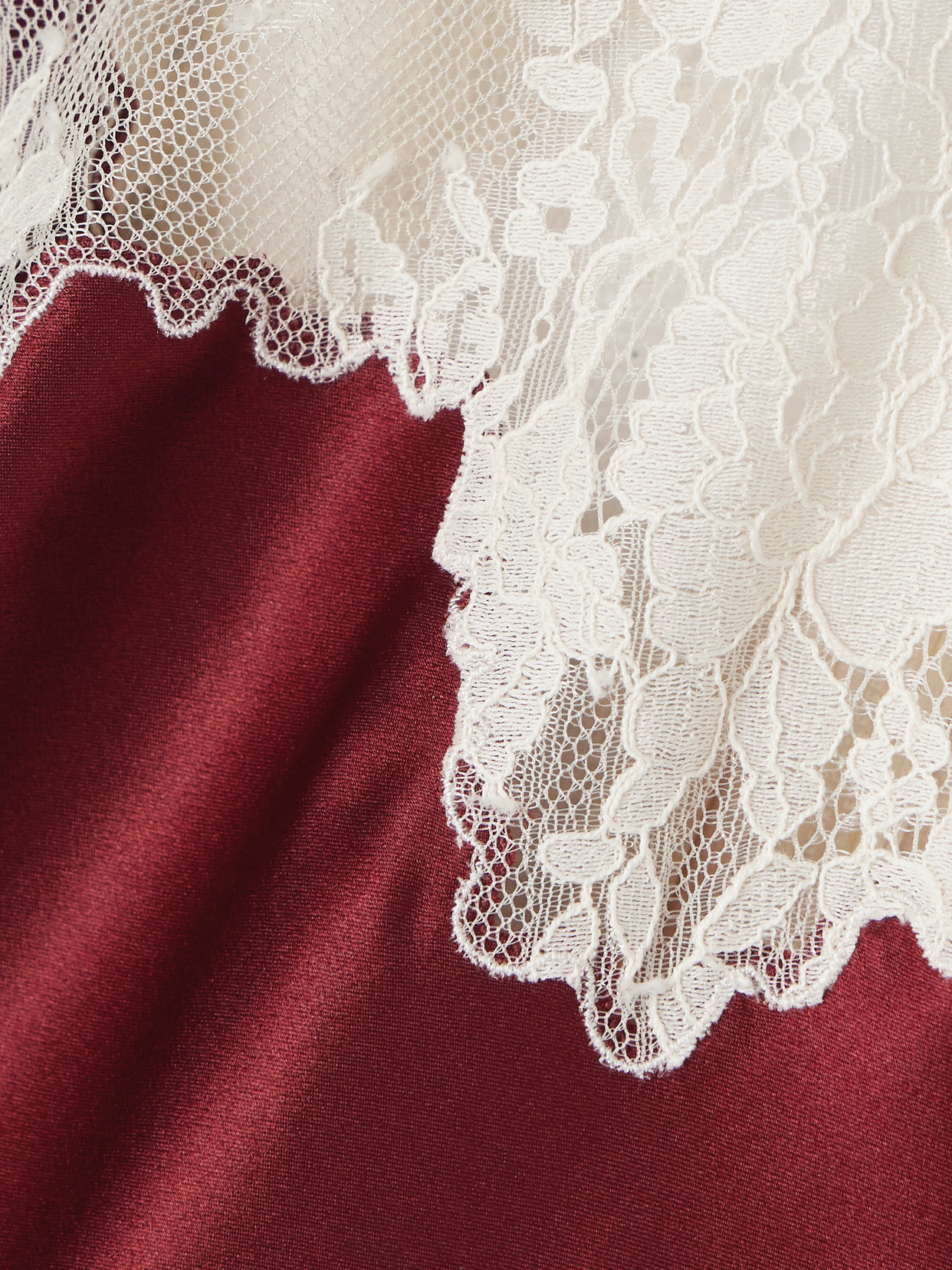Veda Bow-detailed Corded Lace-trimmed Silk-charmeuse Midi Dress - Red