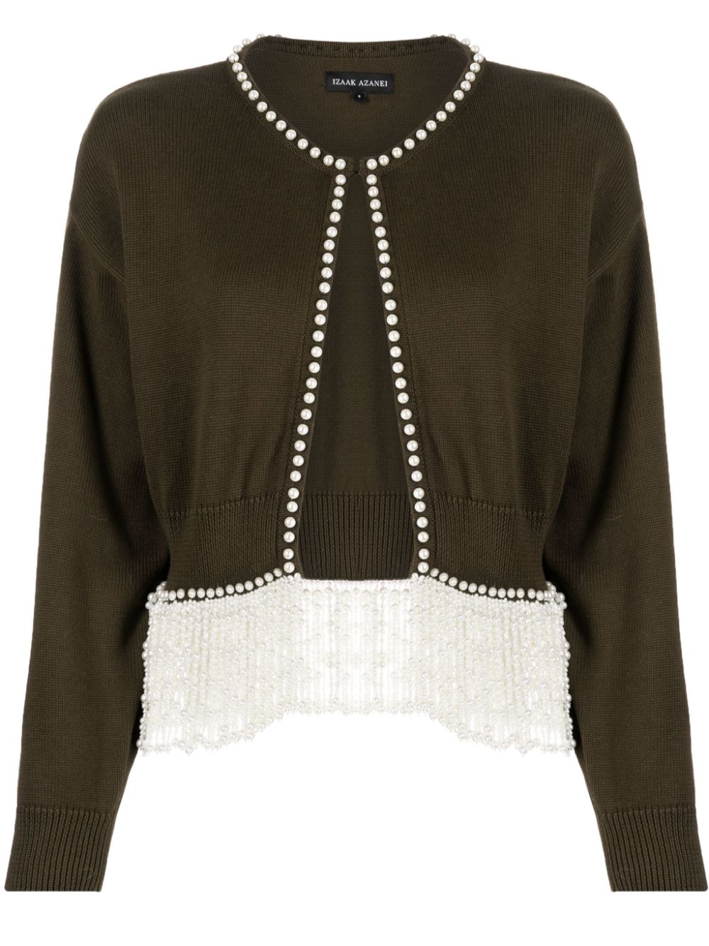 Pearl-detail wool cardigan - Green