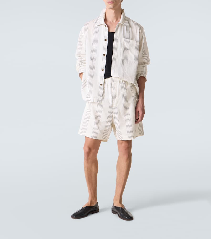 Kantha striped cotton Bermuda shorts