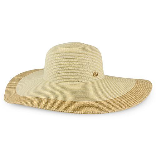 Color Block Brim Straw Floppy Hat