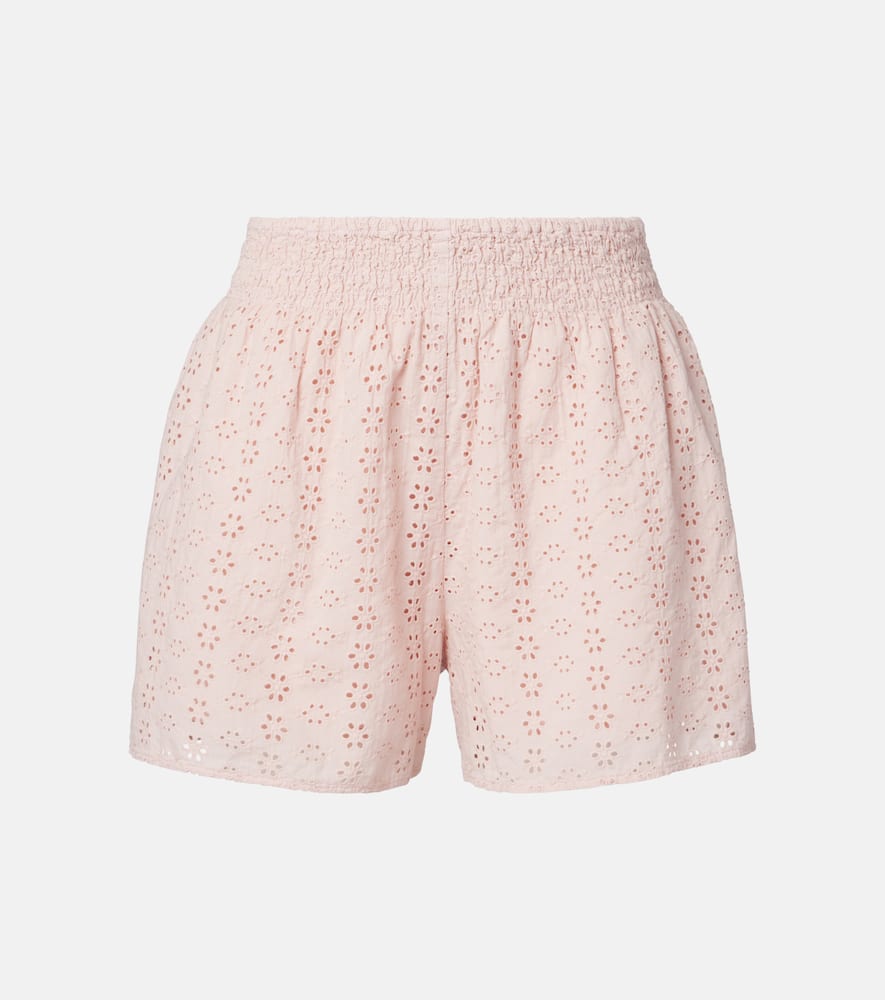 Iris embroidered cotton poplin shorts