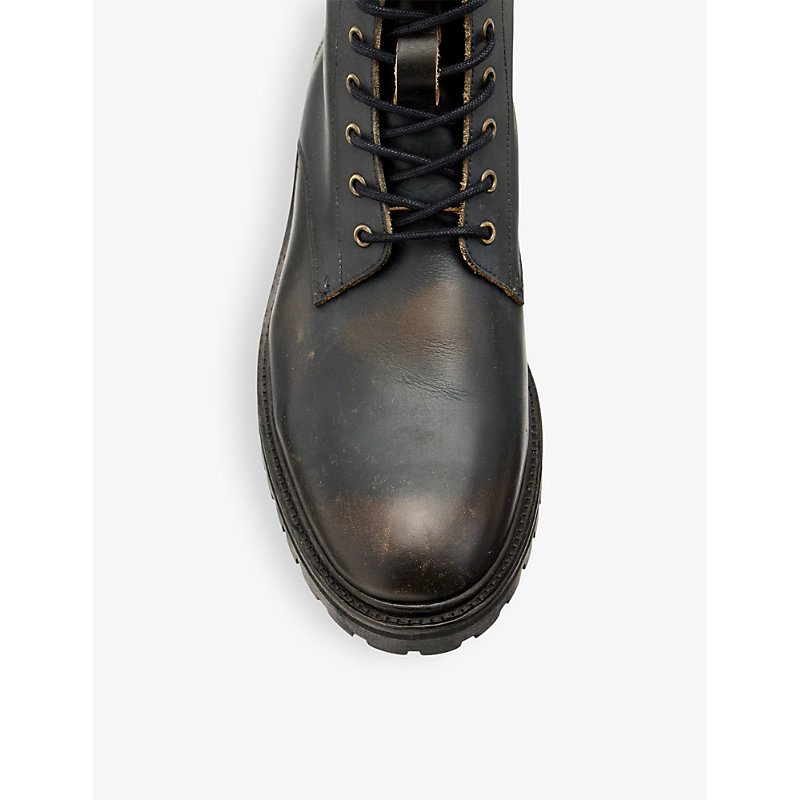 Mens Dark Brown Tobias Lace-up Leather Ankle Boots