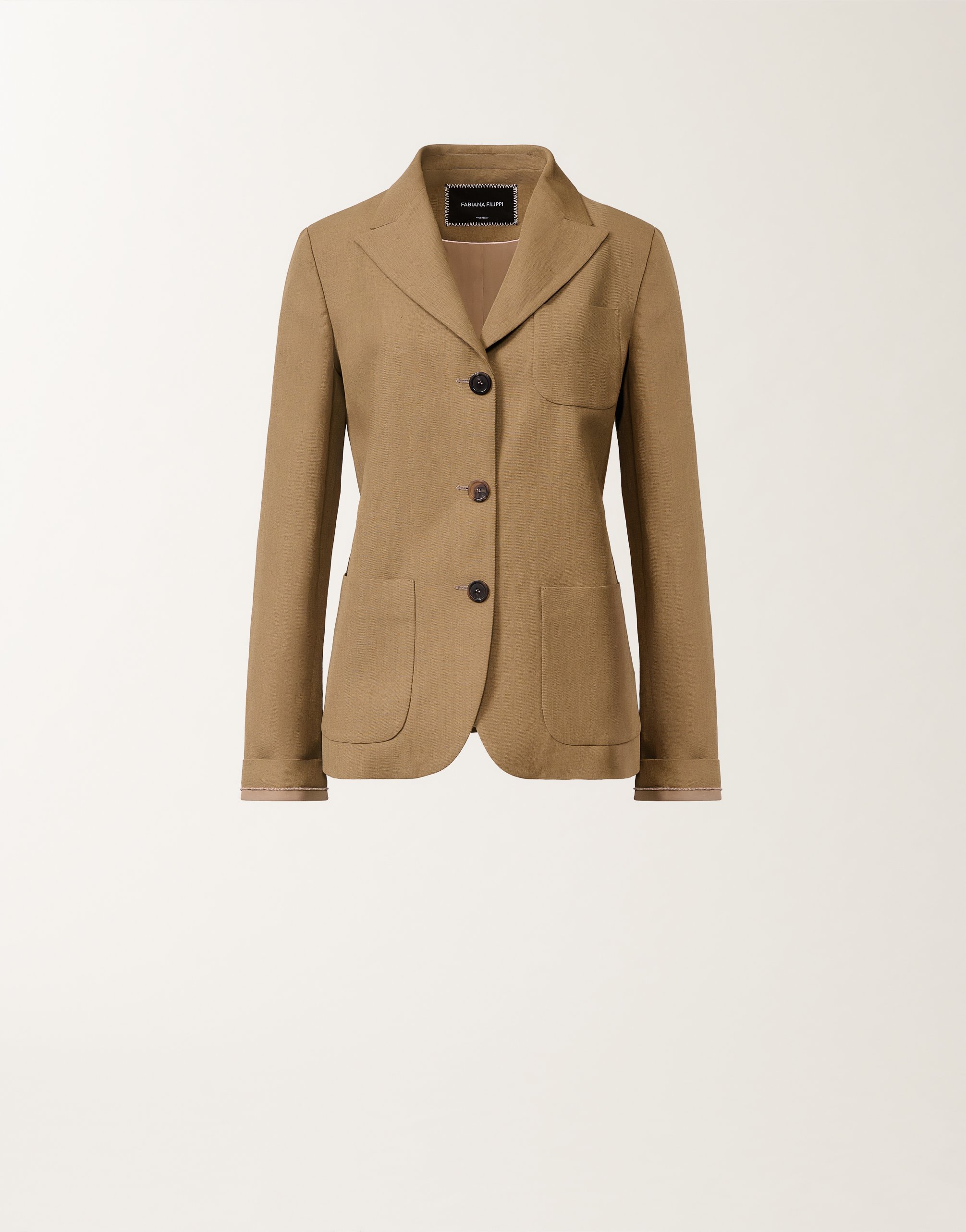 Jacket in fluid linen and viscose, mud