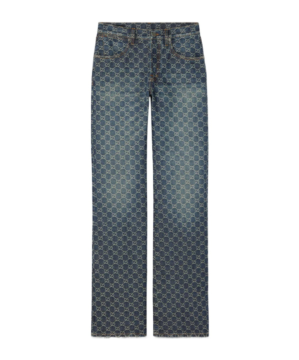 GG cotton denim jacquard pants