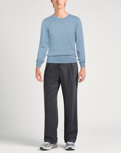 Man Sweater Light blue Size L Cotton