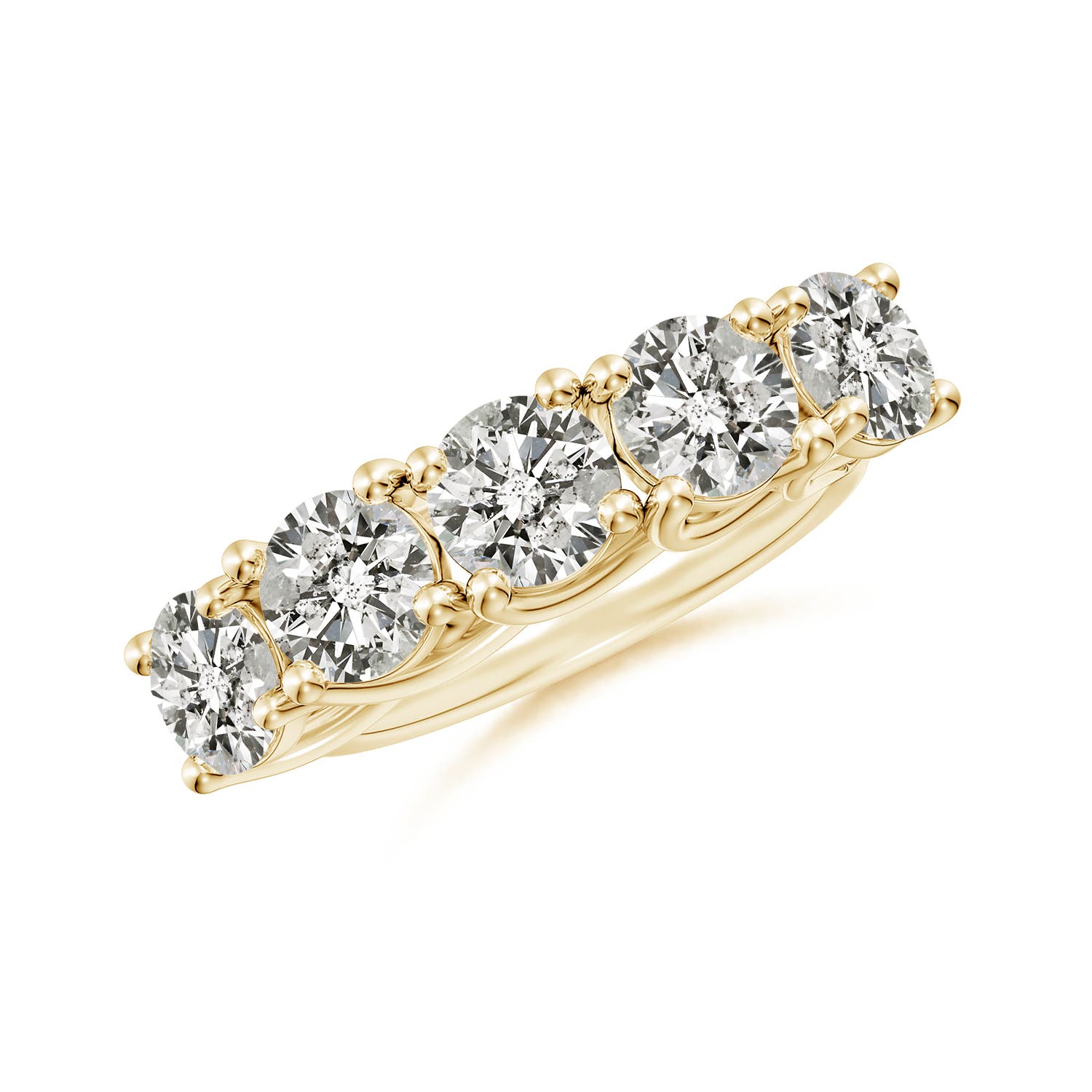 Angara 3.75 Carats Half Eternity Five Stone Diamond Wedding Band in 14K Yellow Gold