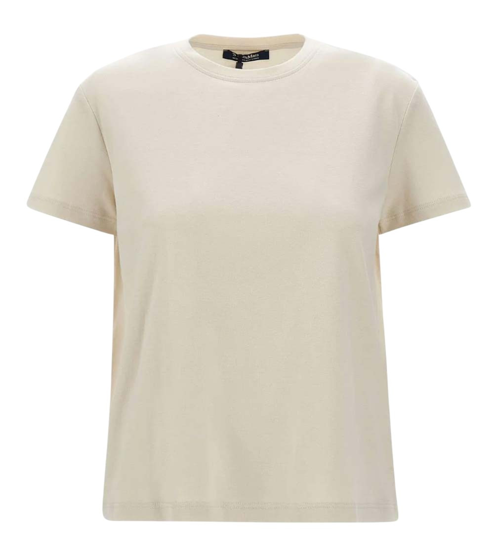Beige Solid Crew Neck T-Shirt