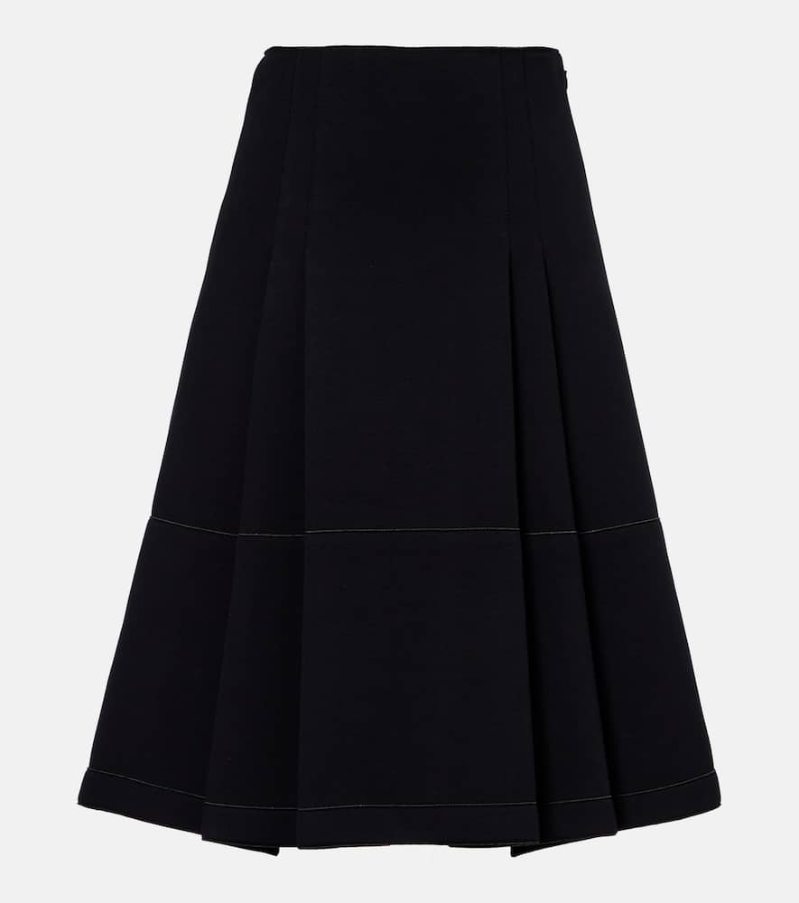Tiered cotton-blend midi skirt