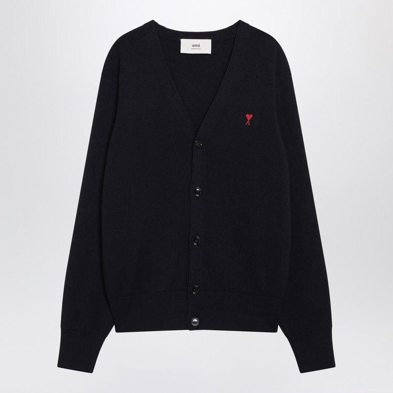 Men's Classic Crew Neck Cardigan with Intarsia Detail