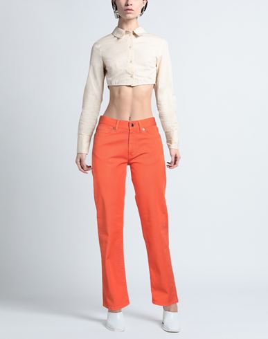 True Nyc Woman Jeans Orange Size 28 Cotton, Elastane