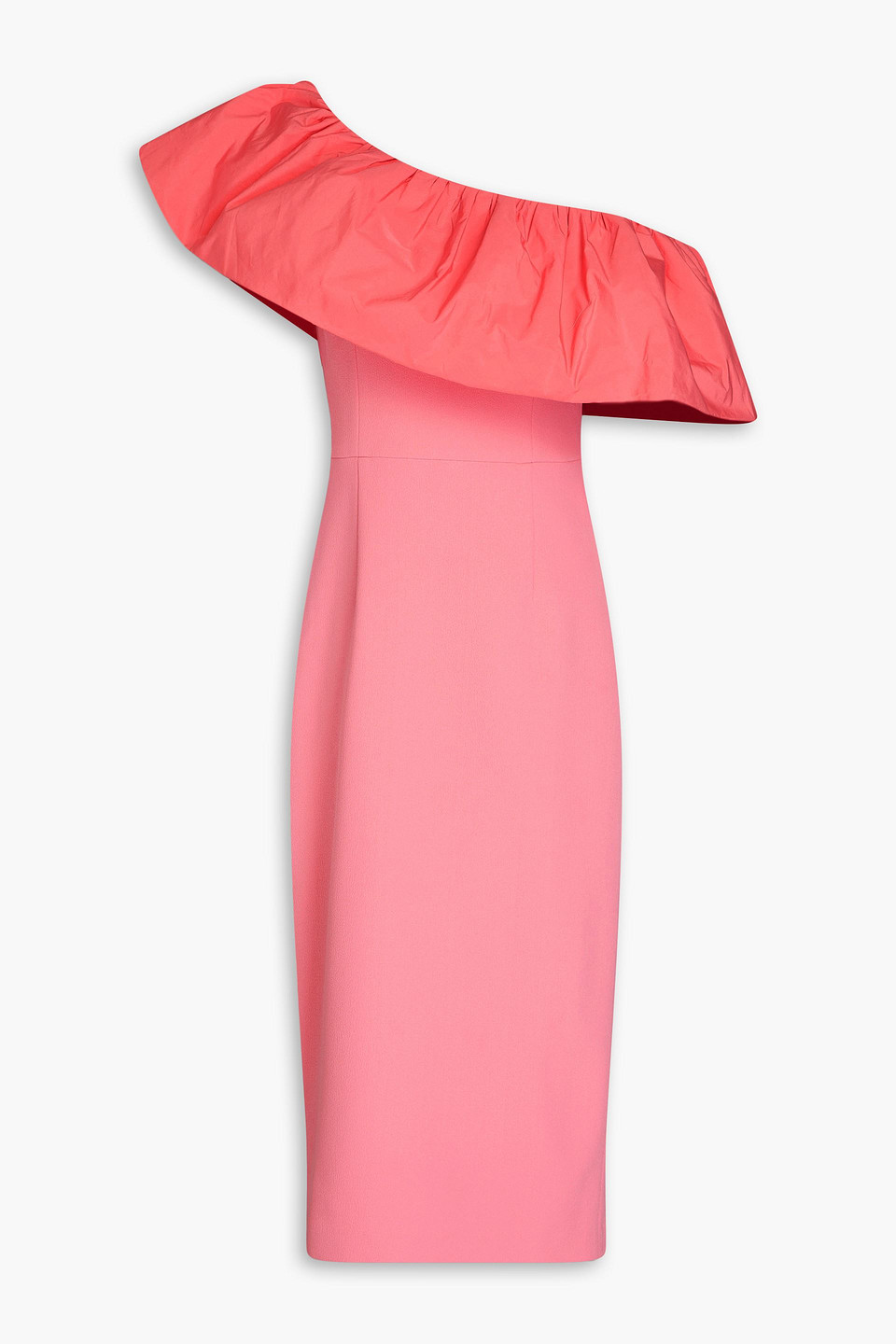 Brittany one-shoulder taffeta-paneled crepe midi dress