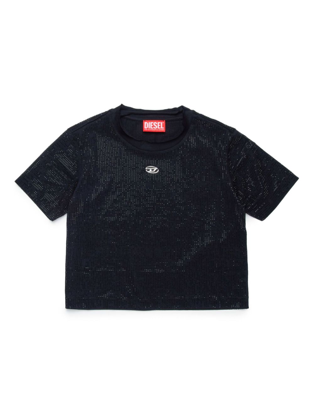 Studded cotton cropped T-shirt - Black