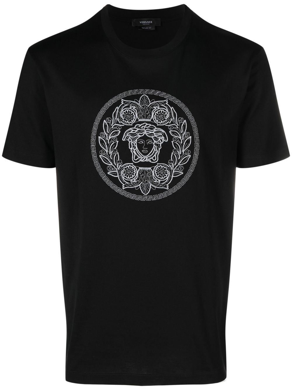 Embroidered-logo cotton T-shirt - Black