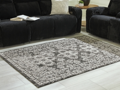 Glennisman Medium Rug, Black/Gray/Ivory