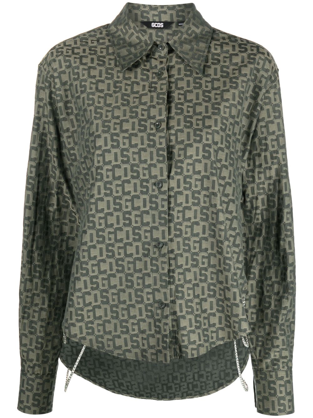 Crystal-chain monogram shirt - Green