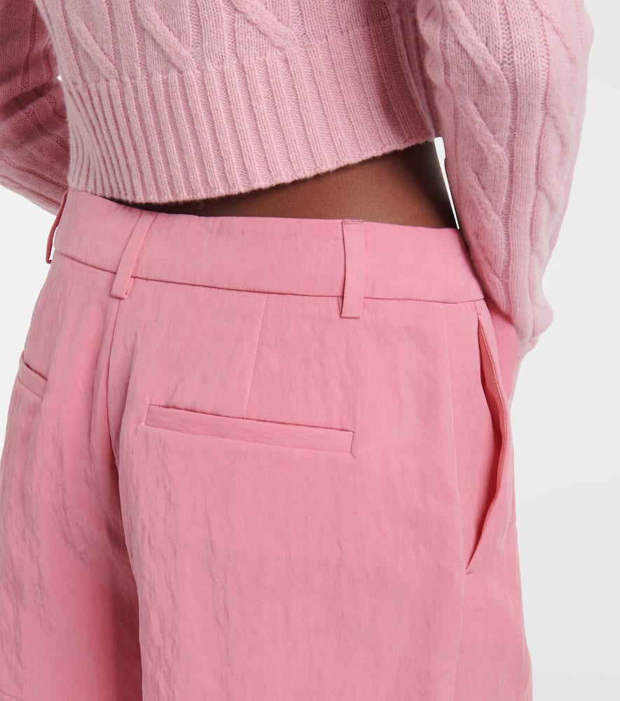 Floral-appliqué gabardine shorts