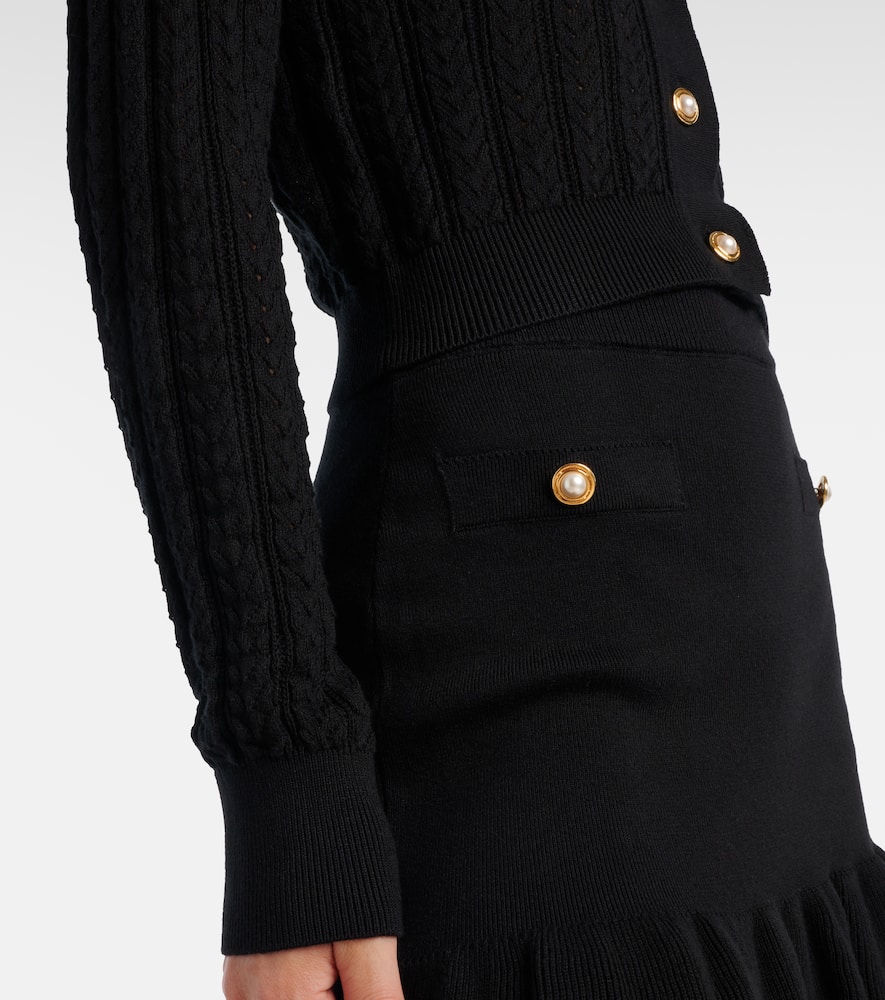 Pointelle cotton and cashmere cardigan