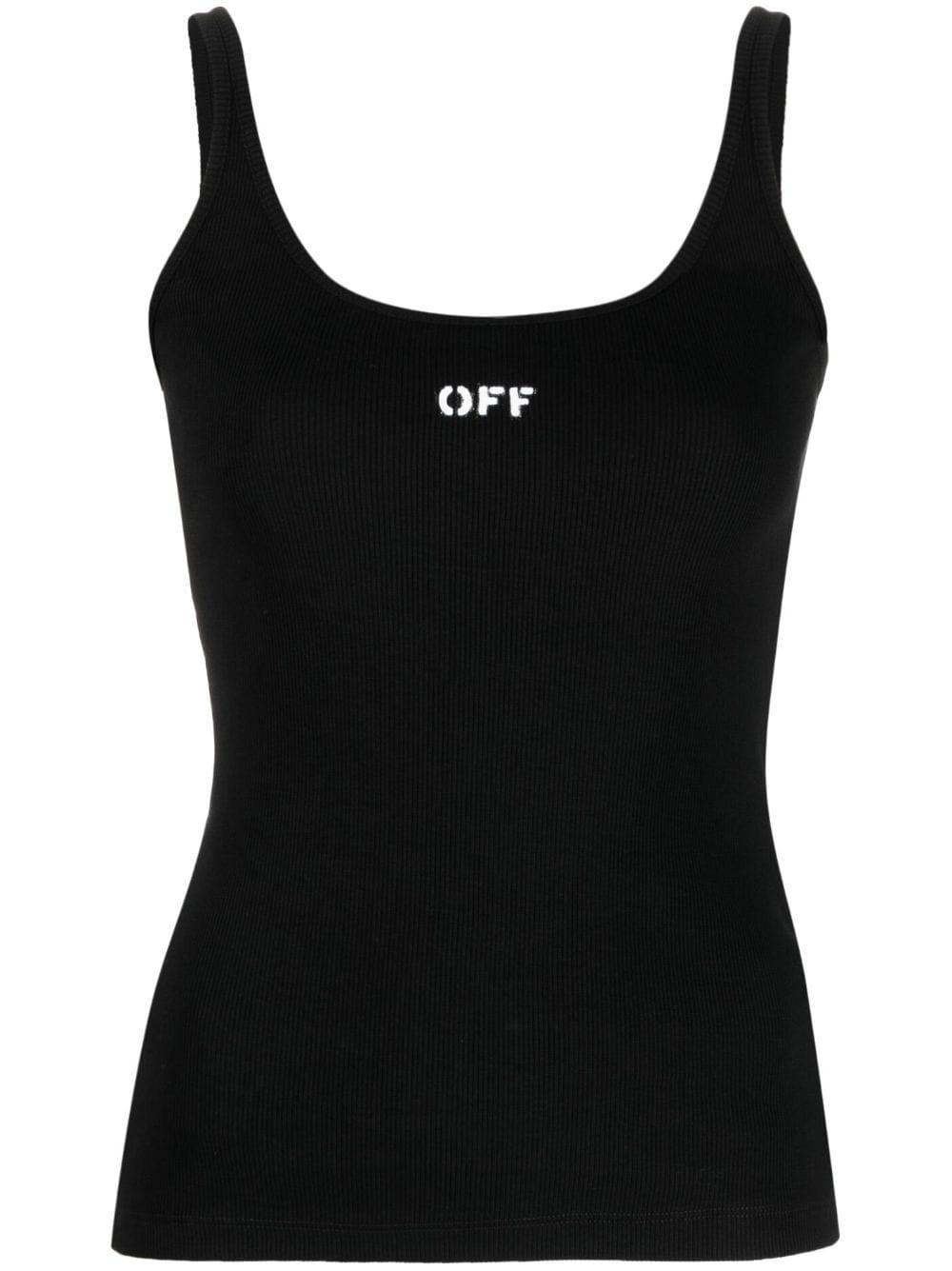 Off Stamp ribbed-knit tank top - Black
