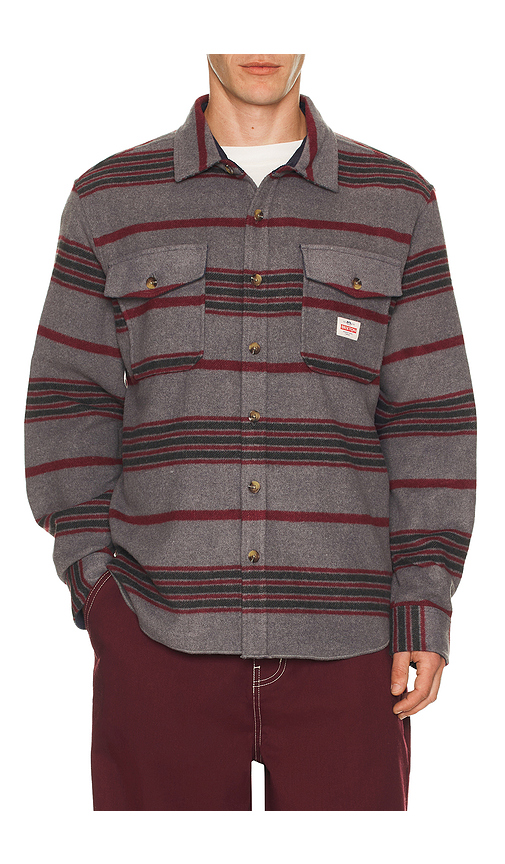 Brixton Altered Threads Overshirt in Grey. L. Also in S, M, XL/1X
