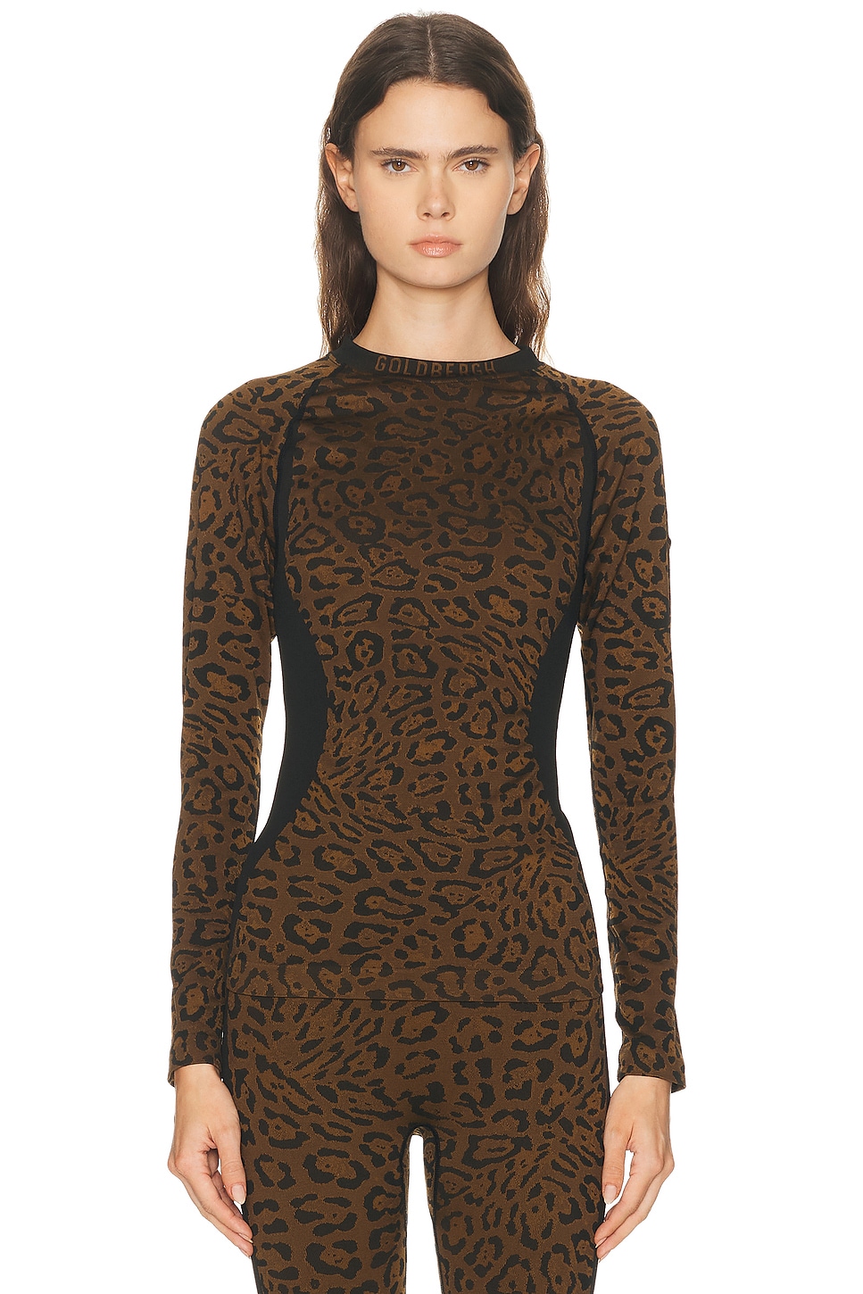 Goldbergh Feline Baselayer Long Sleeve Top in Jaguar - Brown. XXS/XS also in S/M