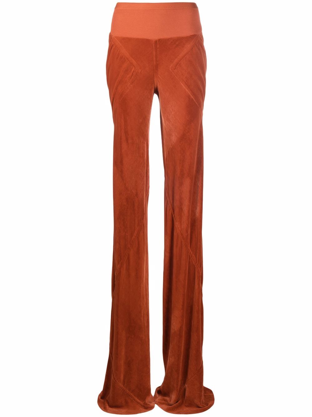 Extra-long velvet-effect trousers - Brown