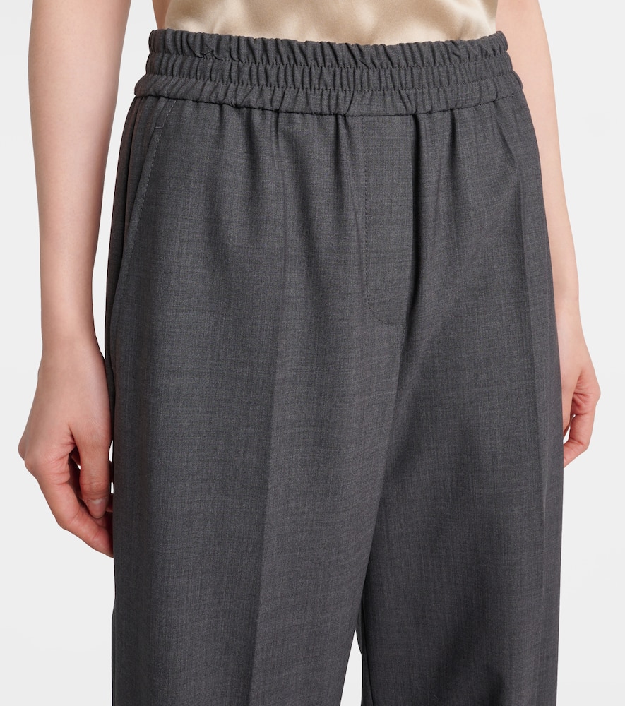 Wool-blend wide-leg jeans