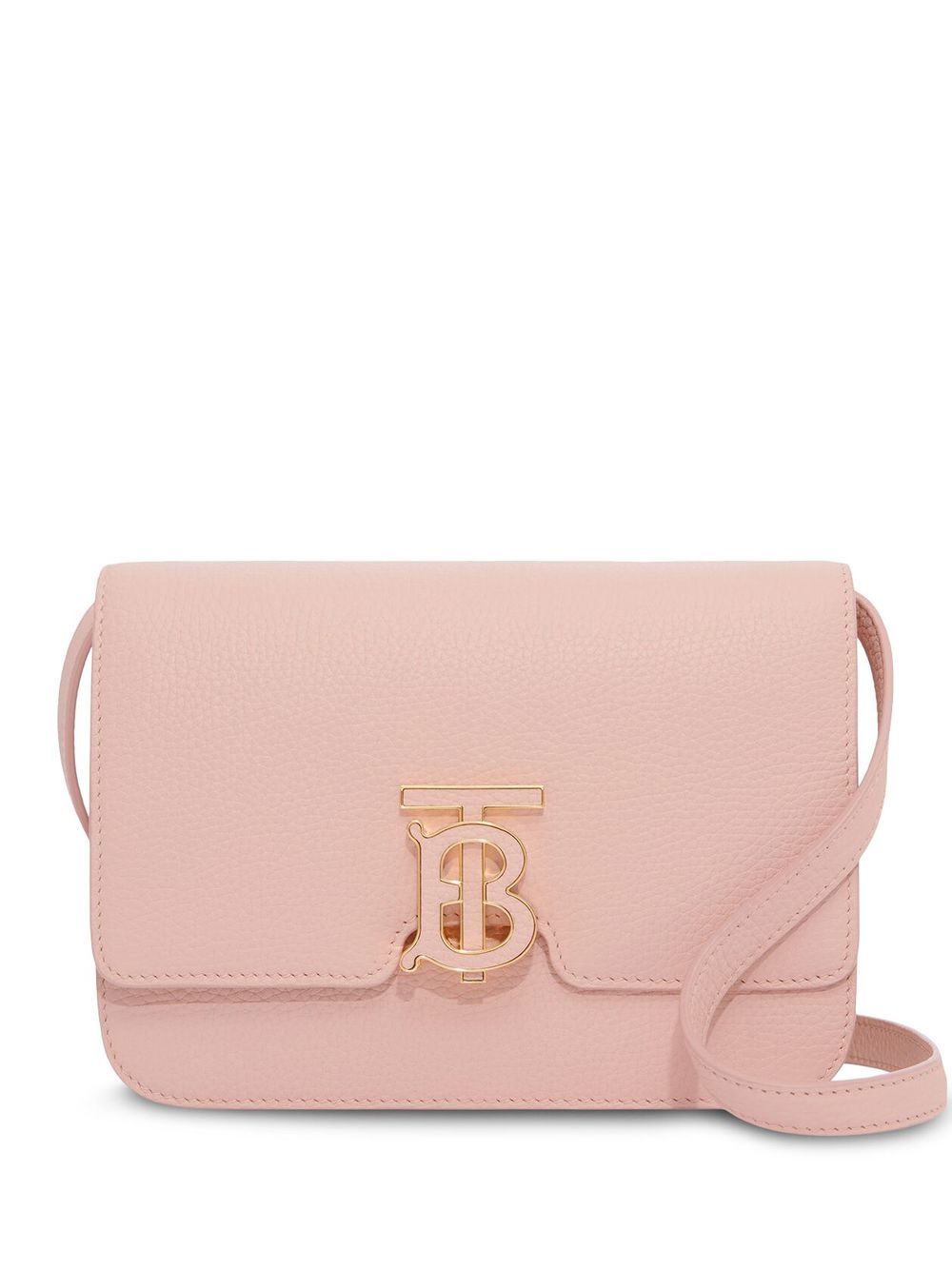 TB logo-plaque calf leather shoulder bag - Pink