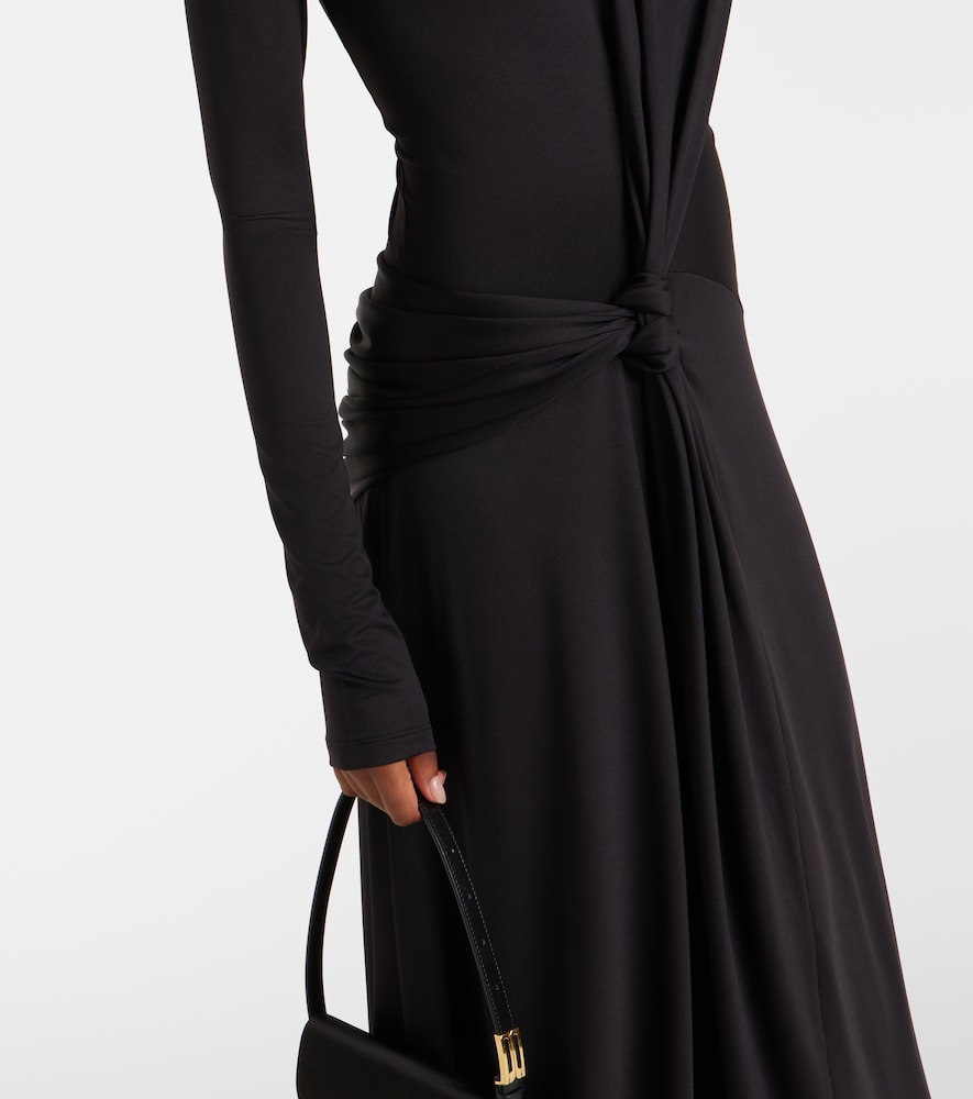 Gathered turtleneck midi dress