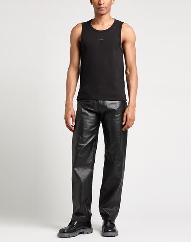 Man Tank top Black Size L Cotton, Elastane