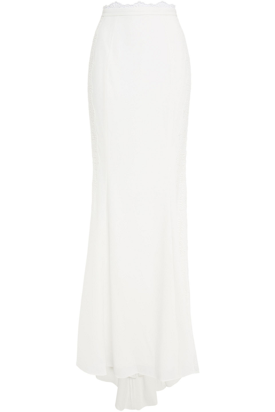 Maxwell guipure lace-trimmed fluted crepe maxi skirt - White - UK/AU 6