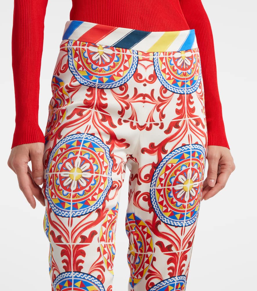 Cropped printed silk-blend flared pants