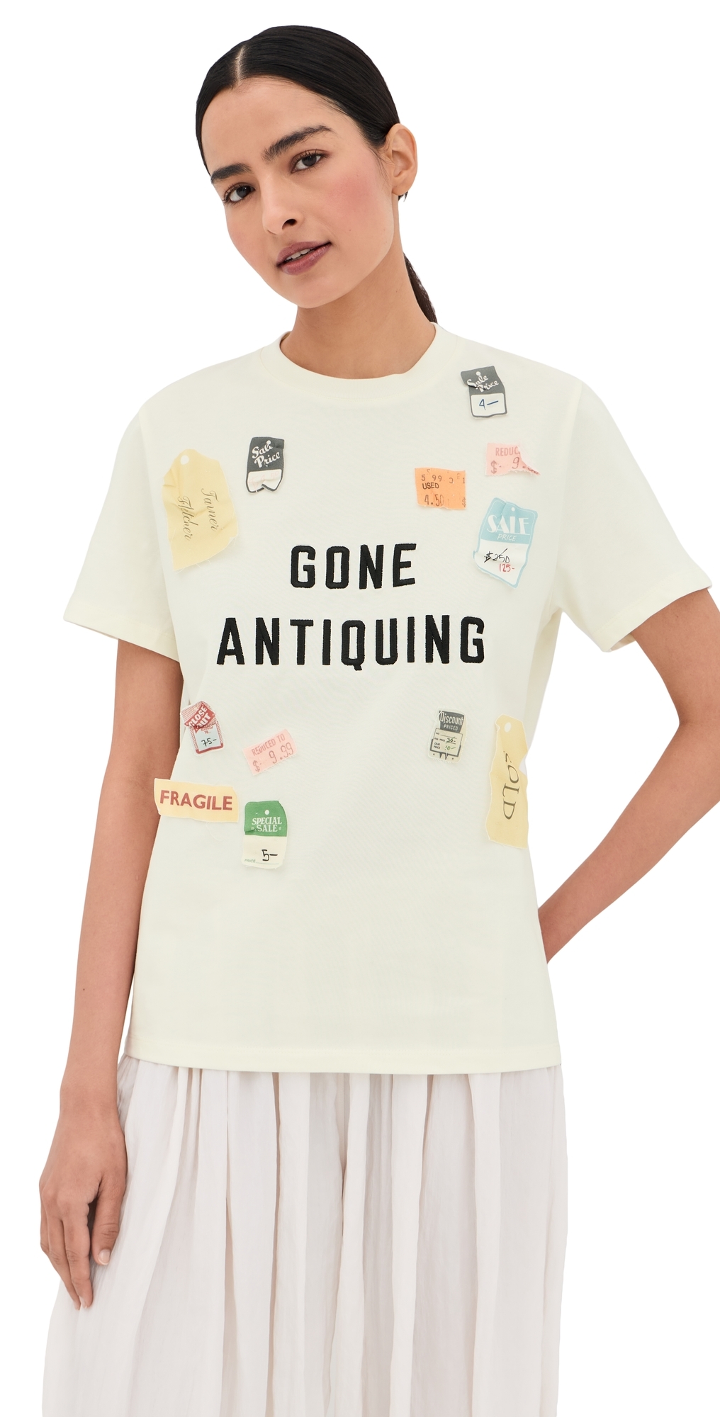 Gone Antiquing Applique Tee Ivory