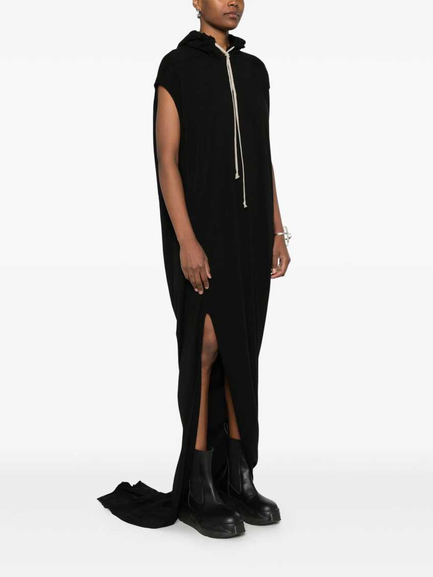 Black Hooded Long Dress